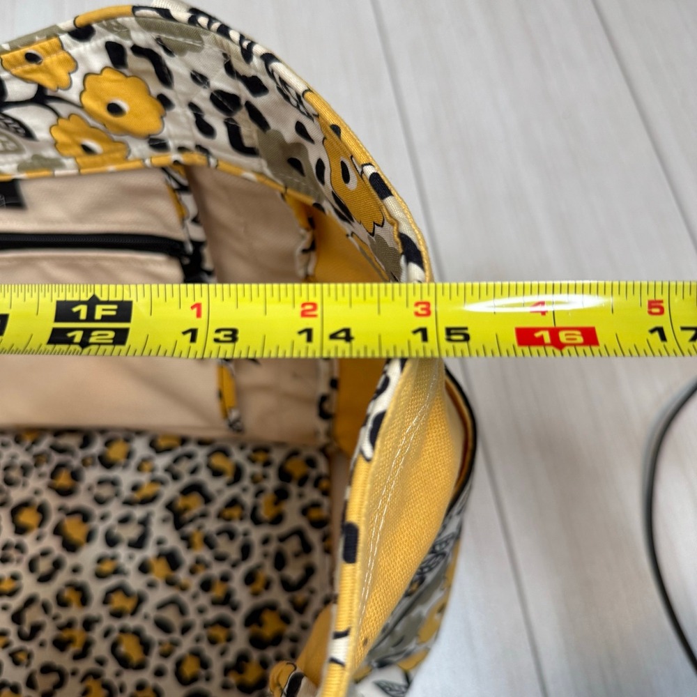 Vera Bradley Tote Bag Yellow Floral Leopard Print Canvas Shoulder Bag - Picture 11 of 12